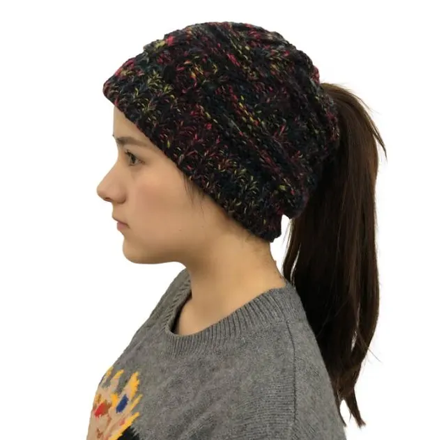 Color pullover hat ponytailcap Black - Shop at LoveMi