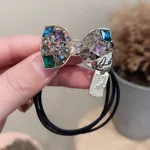 Female Fashion Crystal Rhinestone Hair Rope - Colored Bow