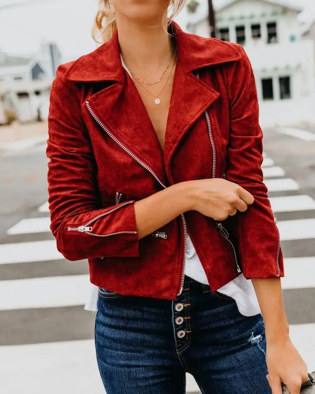 Women's fall winter short jacket jacket Red - Shop at LoveMi