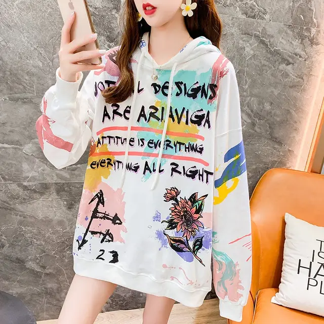 Personalized Fashion Cartoon Graffiti Sweater White - Shop at LoveMi