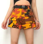 Ins summer tooling camouflage shorts women's thin section breathable wild high waist short section hot pants casual pants - Orange - View 1