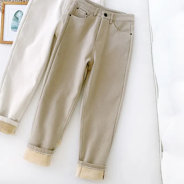 Straight leg denim cotton pants Coffee - Shop at LoveMi