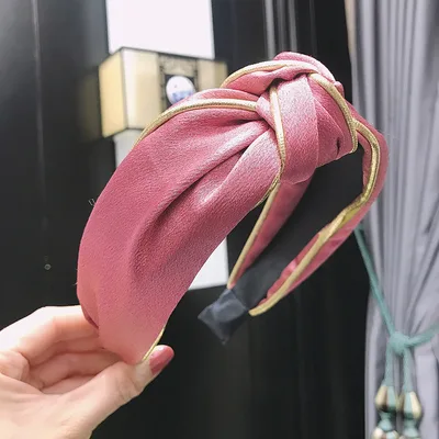 Covered head buckle crystal satin press headband Red Bean Paste - Shop at LoveMi