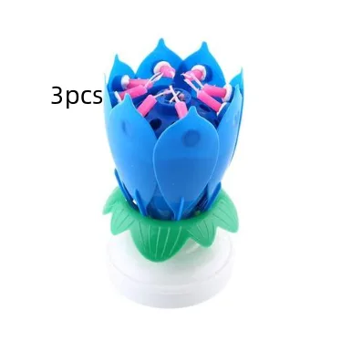 Amazing Lotus Candles Blue3Pcs - Shop at LoveMi
