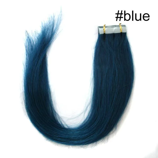 Pu traceless nano human hair European and American hair extension 16inch 40cm pack Blue - Shop at LoveMi