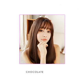 Fashion realistic hair long straight hair wig jiafa chemical fiber wig - Chocolate