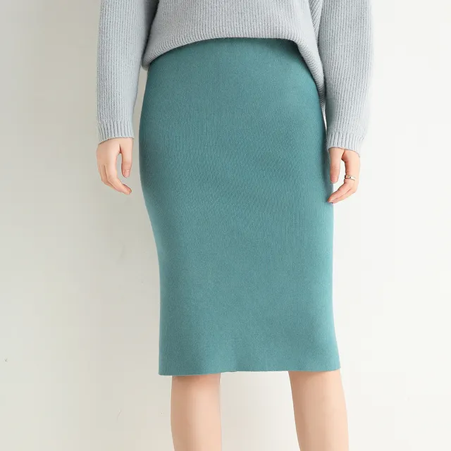 Knitted skirt wrap hip skirt Blue - Shop at LoveMi