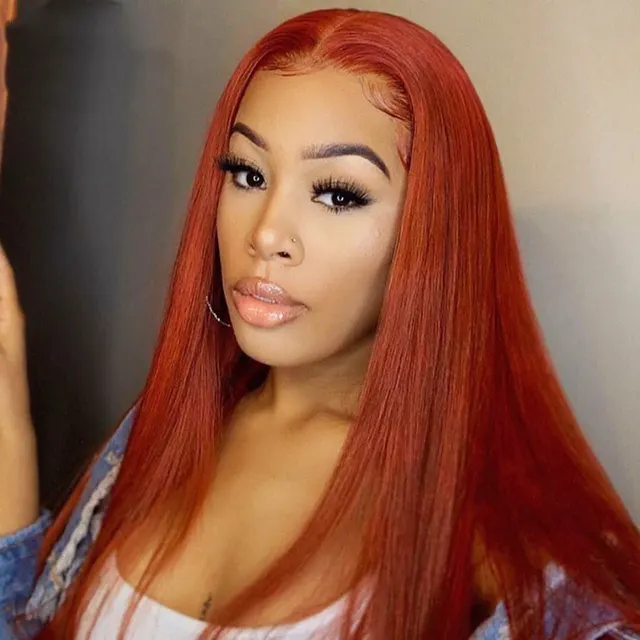 Dark Orange Straight Headgear Wig Straight Headgear Orange - Shop at LoveMi