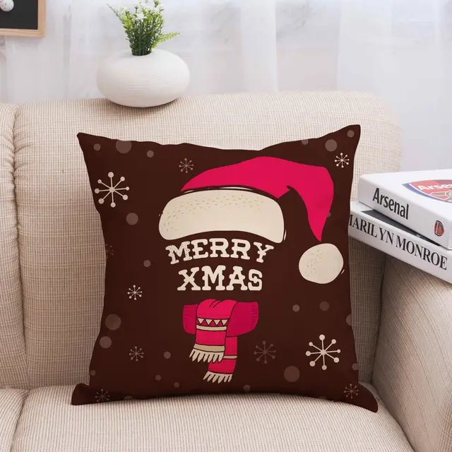 Christmas linen pillowcase Red Christmas Hat - Shop at LoveMi