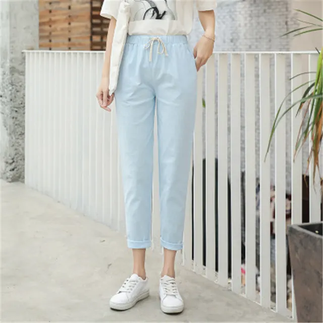 Linen casual pants Light Blue - Shop at LoveMi