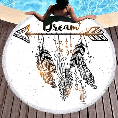 Round dream catcher printed beach towel 2Style 150X150Cm - Shop at LoveMi