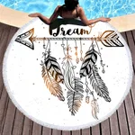 Round dream catcher printed beach towel - 2Style-150X150Cm
