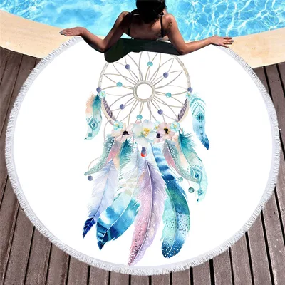 Round dream catcher printed beach towel 3Style 150X150Cm - Shop at LoveMi