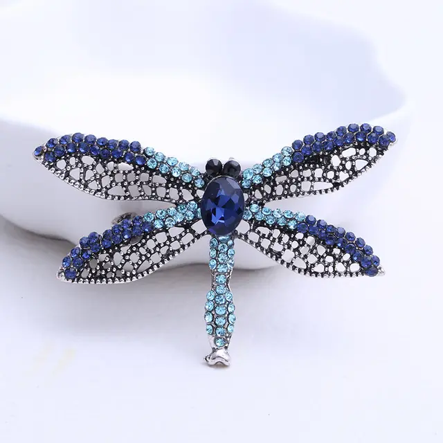 Dragonfly Hollow Brooch Blue - Shop at LoveMi