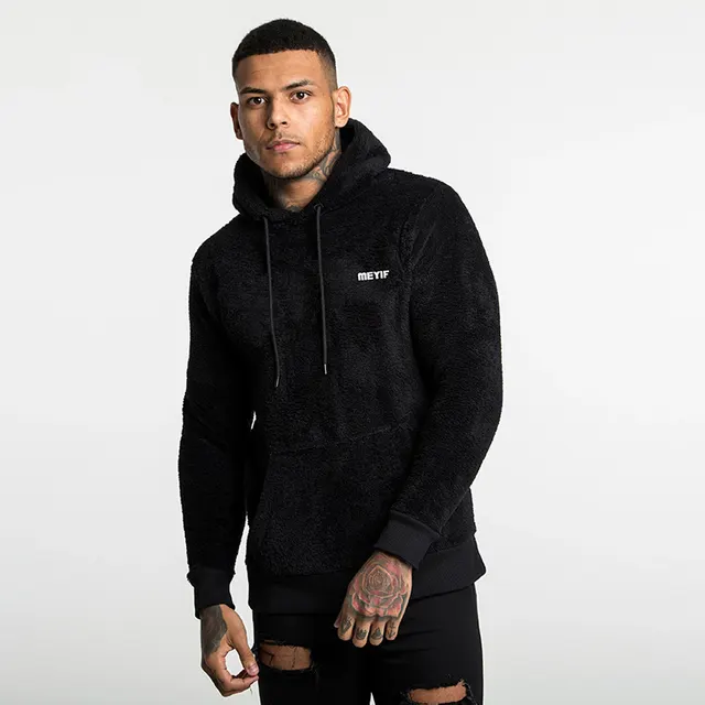 Thick Jacket Men's Plus Velvet Thick Sweater Hooded Pullover Black - Shop at LoveMi