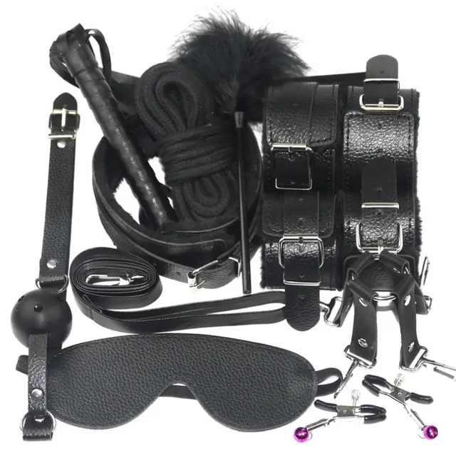 Plush ten piece erotic bundling set Black - Shop at LoveMi
