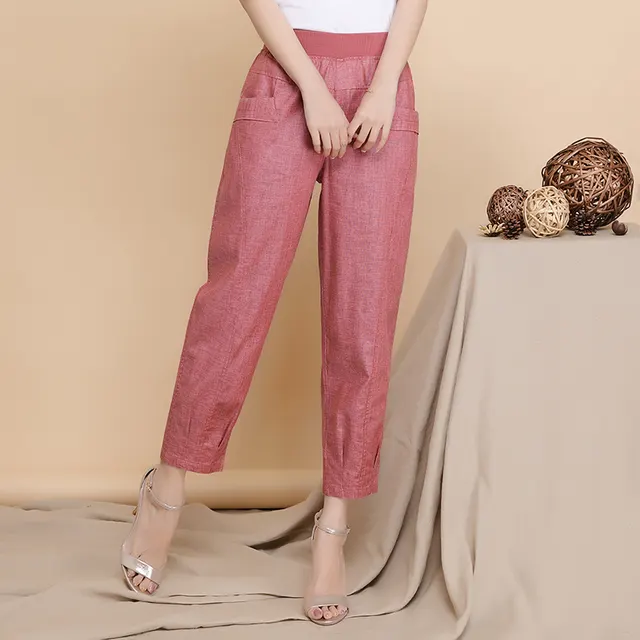 Women's linen pants cropped pants Rusty Red - Shop at LoveMi