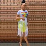 Fashion printed tassel T-shirt - White