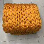 Hand Knitted Wool Blanket - Milk Yellow