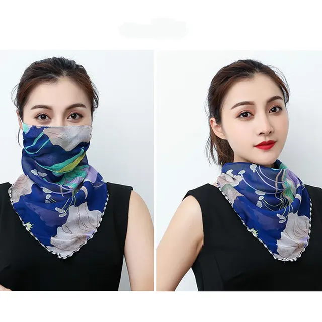 Hanging Ear Thin Face covering Scarf Triangle Veil Scarf Lotus - Shop at LoveMi