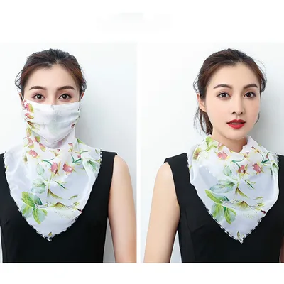 Hanging Ear Thin Face covering Scarf Triangle Veil Scarf Morning Glory - Shop at LoveMi