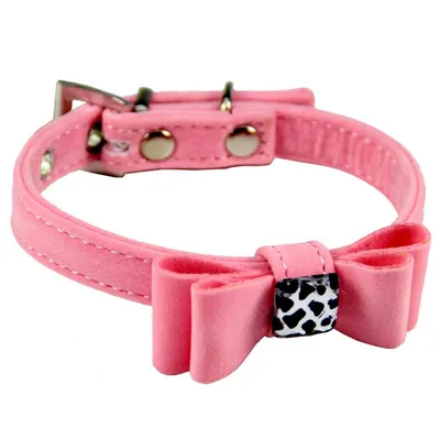 Dog collar made of flannelette with bow tie Pink - Shop at LoveMi