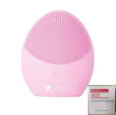 Electric Ultrasonic Silicone Facial Cleanser Pink Vusro - Shop at LoveMi