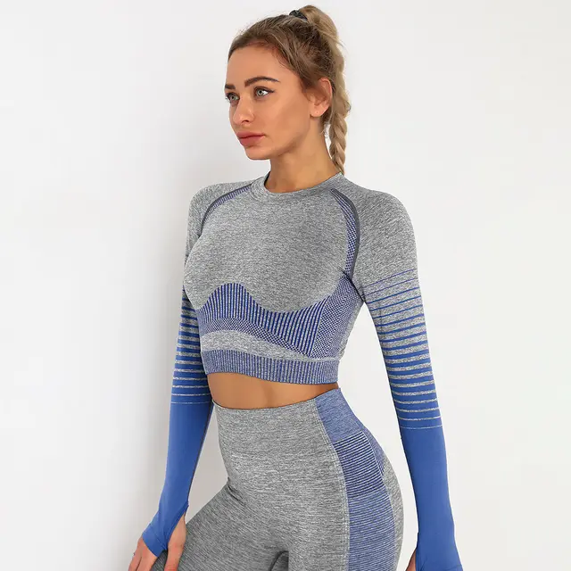 Peach knit quick drying yoga pants Blue Top - Shop at LoveMi