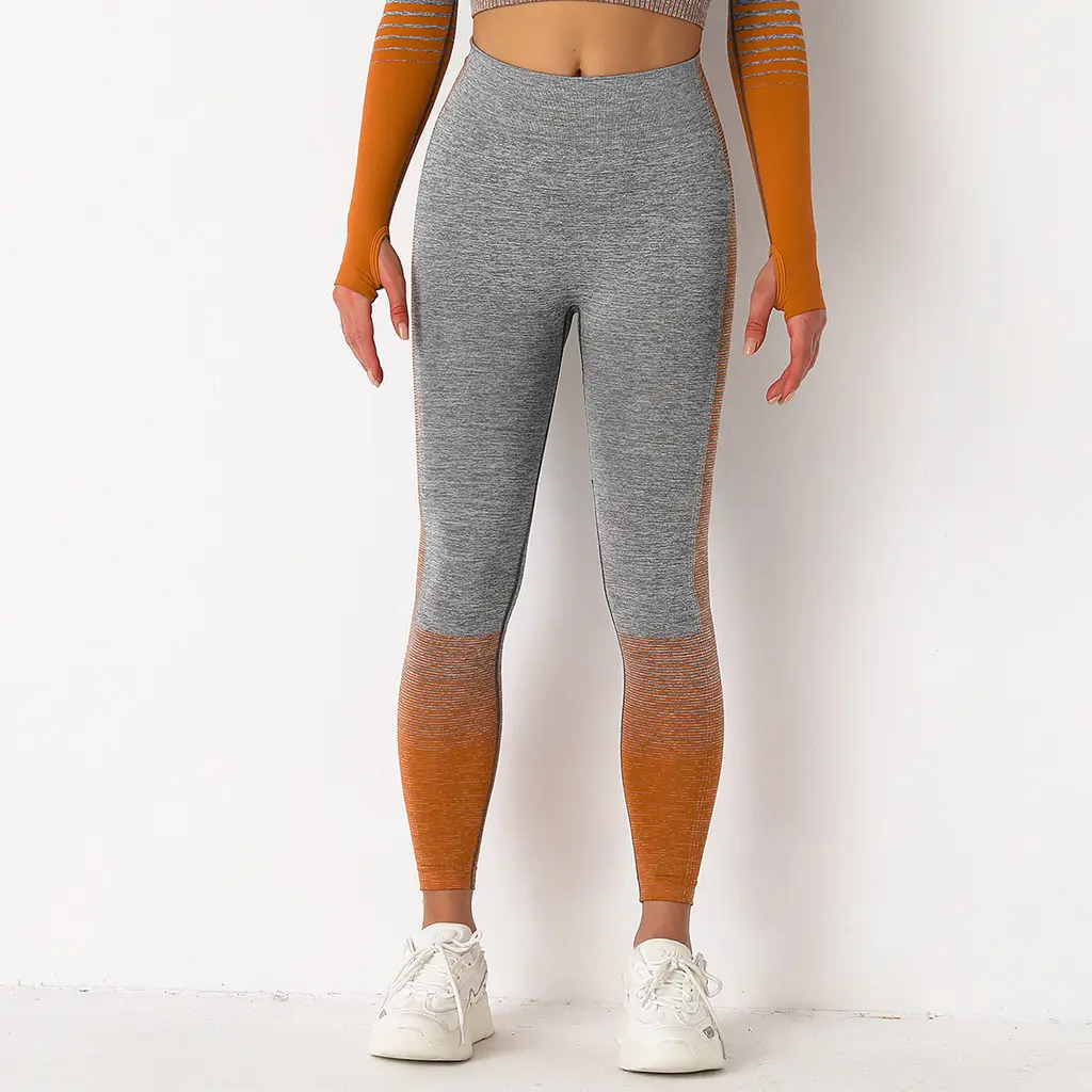 Peach knit quick-drying yoga pants - Orang Leggings - View 1