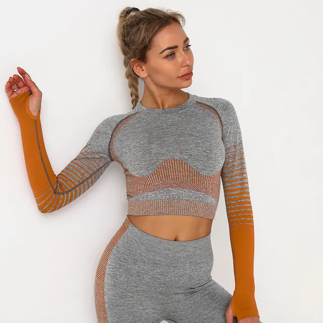 Peach knit quick drying yoga pants Orange Top - Shop at LoveMi