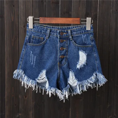 High waist breasted denim shorts Navy - Shop at LoveMi