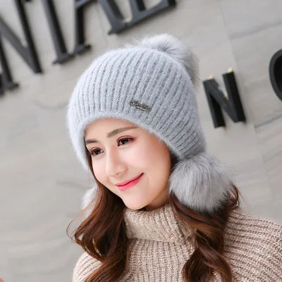 Cute Autumn And Winter Warm Knitted Woolen Hat Grey - Shop at LoveMi