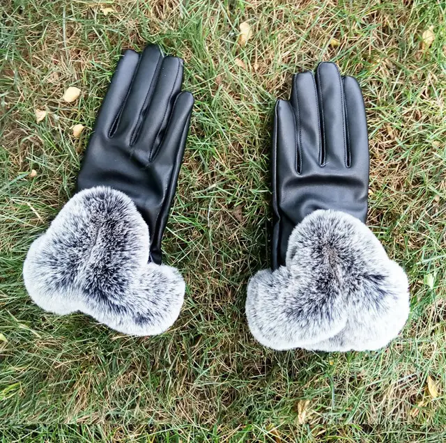 Autumn and winter touch screen leather gloves Black - Shop at LoveMi