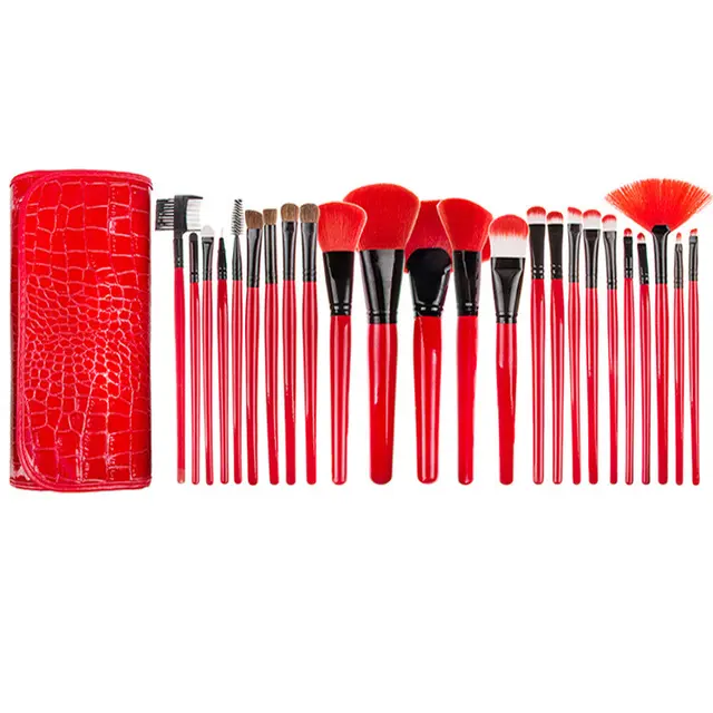 24 big red makeup brushes Scarlet Crocodile Pattern - Shop at LoveMi