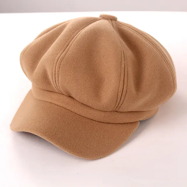 British vintage woolen painter octagonal hat Khaki - Shop at LoveMi