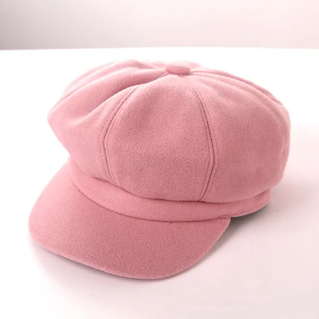 British vintage woolen painter octagonal hat Pink - Shop at LoveMi
