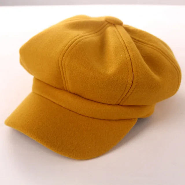British vintage woolen painter octagonal hat Turmeric - Shop at LoveMi
