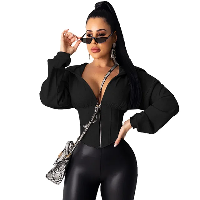 Loose hooded top coat Black - Shop at LoveMi