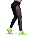 Mesh panelling stretch pants - Black