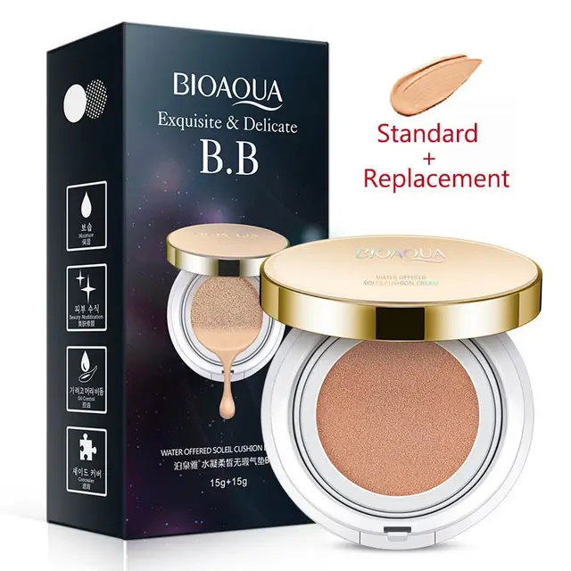 Bioaqua Air Cushion BB Cream 3 Color Concealer Moisturizing Foundation Whitening Flawless Makeup Bare For Face Beauty Makeup Light Skin 15G+ Repl... Light Skin 15G+ Replace 15G - Shop at LoveMi