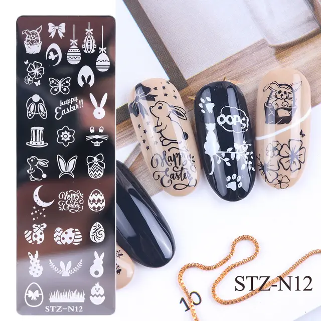 Nail print small long steel plate 12Style - Shop at LoveMi