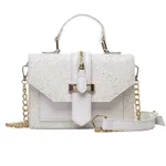 Fire Sequin Handbag Shoulder Bag - White