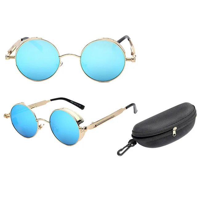 Austin Powers Vintage Round Metal Frame Sunglasses Goldbluewithbox - Shop at LoveMi