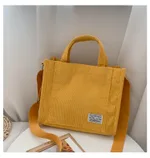 Corduroy small square Bag Fashion Handbag Shoulder Bag - Yellow