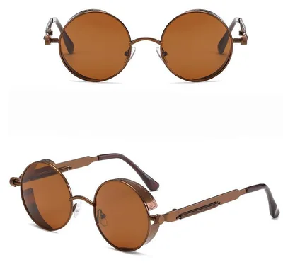 Round Metal Sunglasses Brown Brass - Shop at LoveMi