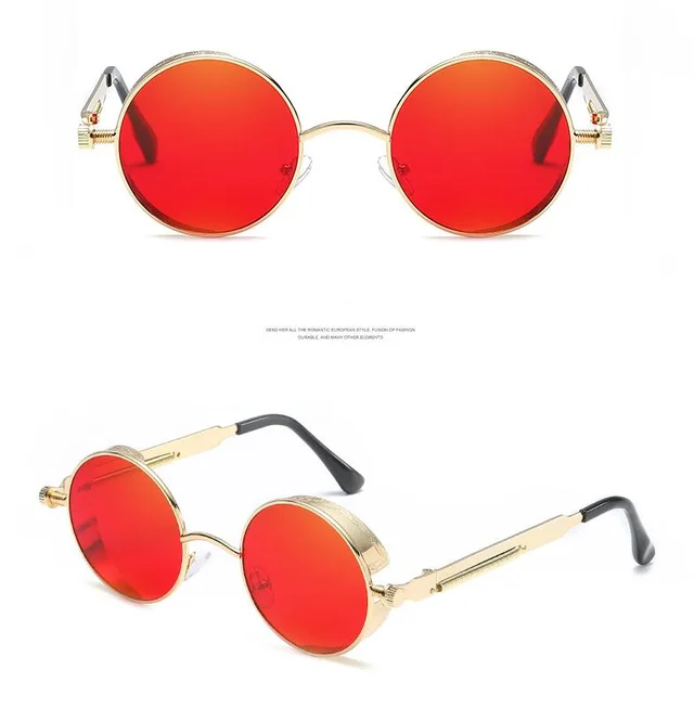 Round Metal Sunglasses Red Gold - Shop at LoveMi