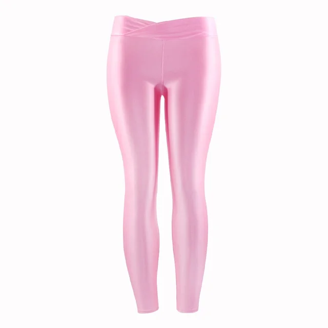 Summer New Low Waist Stretch slim gloss trousers thin candy color nine point underpants for women wearing fluorescent pants Pink - Shop at LoveMi