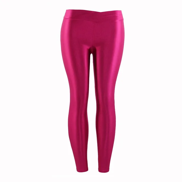 Summer New Low Waist Stretch slim gloss trousers thin candy color nine point underpants for women wearing fluorescent pants Rose Red - Shop at LoveMi