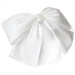 Sweet big bow net yarn covering veil headgear - White