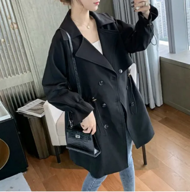 Loose Suit Collar of Overcoat Korean Edition Black - Shop at LoveMi